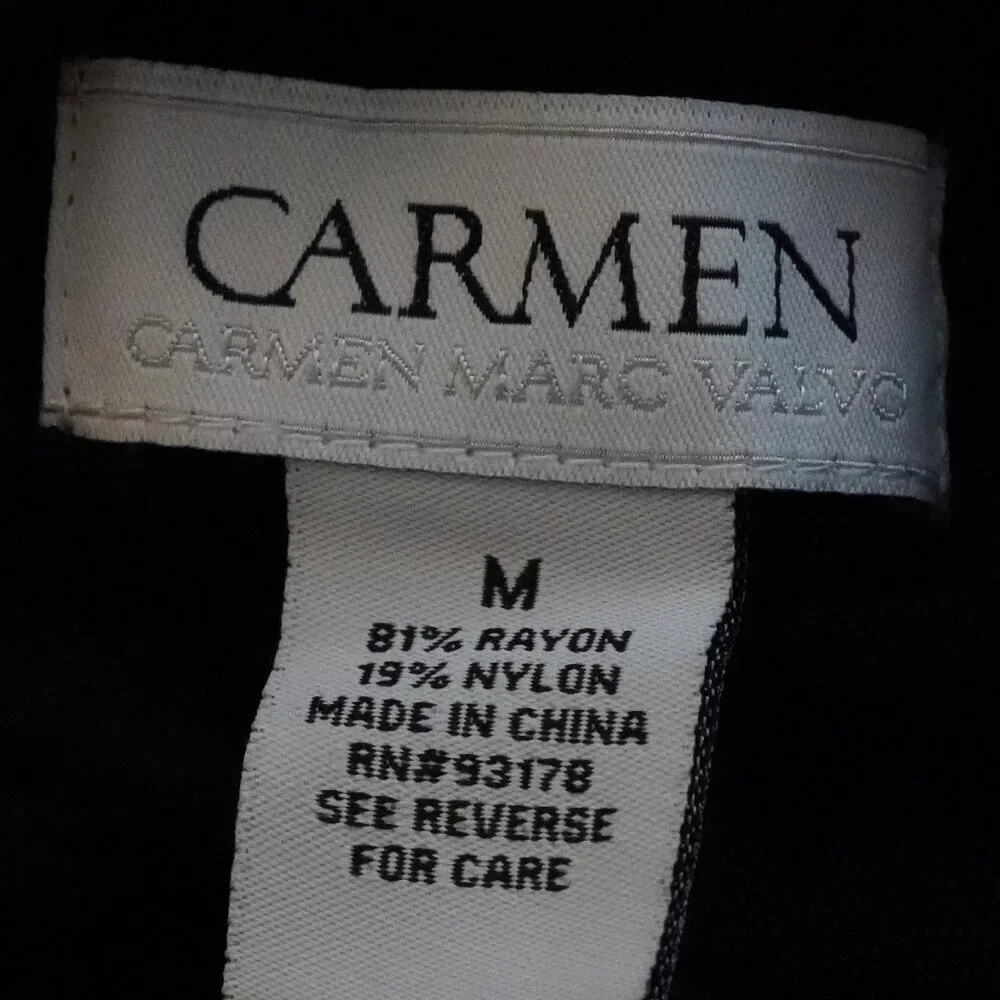 Carmen Marc Valvo, Short Sleeve‎ Mock Neck Sheer Knit Top, Black - Picture 5 of 5